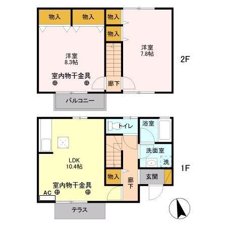 ハーヴェスト I(2LDK/2階)の間取り写真