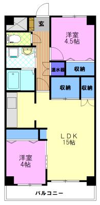 第二元今泉ハイタウン(2LDK/10階)の間取り写真