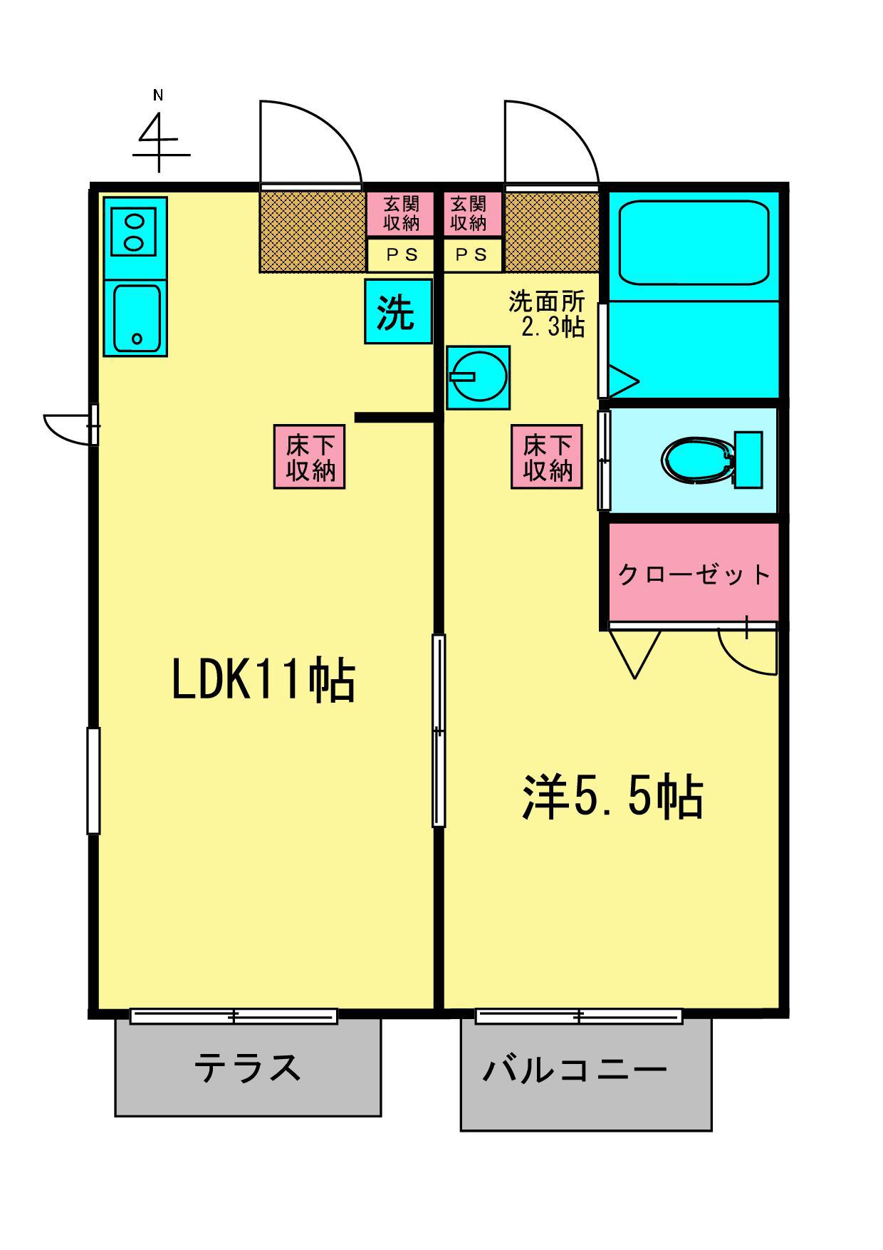 グランパーレ(1LDK/1階)の間取り写真