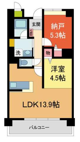 セリシール夙川苦楽園(1SLDK/6階)の間取り写真