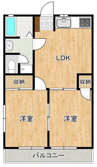 コーポ落合 A棟(2LDK/2階)の間取り写真
