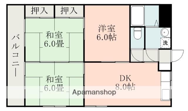マンションクラウド(3DK/2階)の間取り写真
