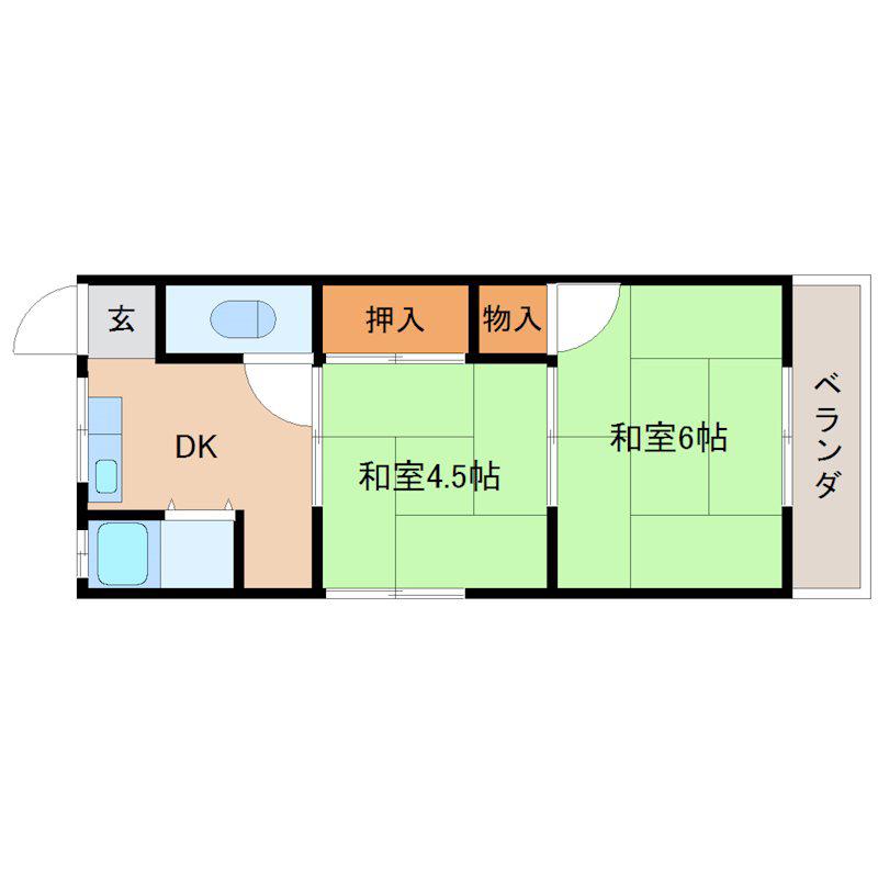 豊田文化(2DK/1階)の間取り写真