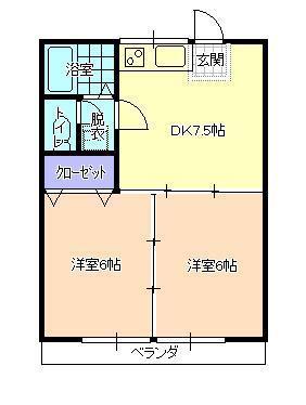 パークアベニュー(2DK/2階)の間取り写真