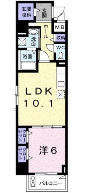 ラポール 白糸(1LDK/5階)の間取り写真