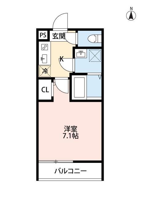 CRASTINE谷中(1K/2階)の間取り写真