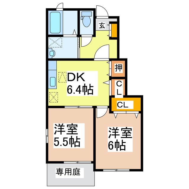 フォルトグランデ II(2DK/1階)の間取り写真