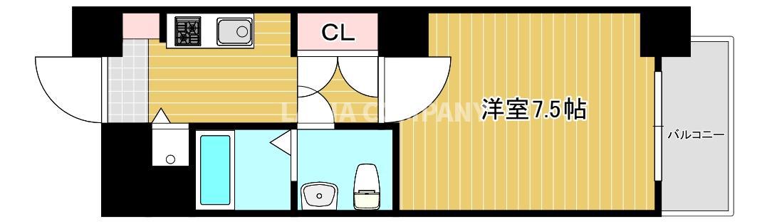 アドバンス上町台グレイス(1K/10階)の間取り写真