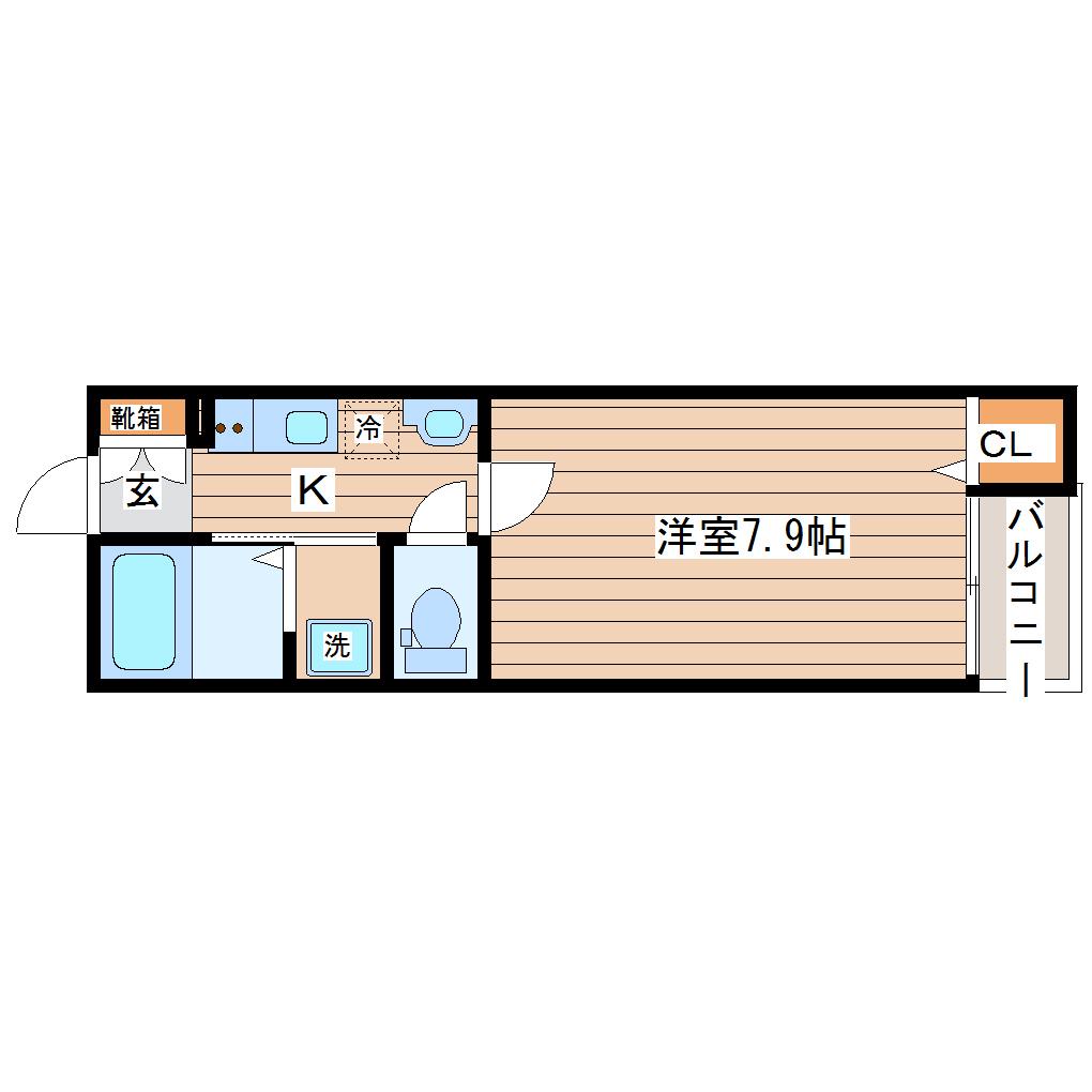 イーストポートII(1K/1階)の間取り写真