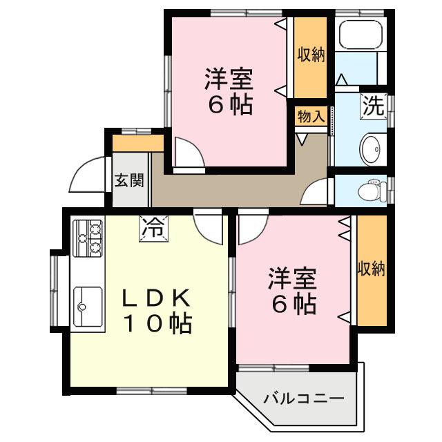 メゾンドファミール(2LDK/1階)の間取り写真