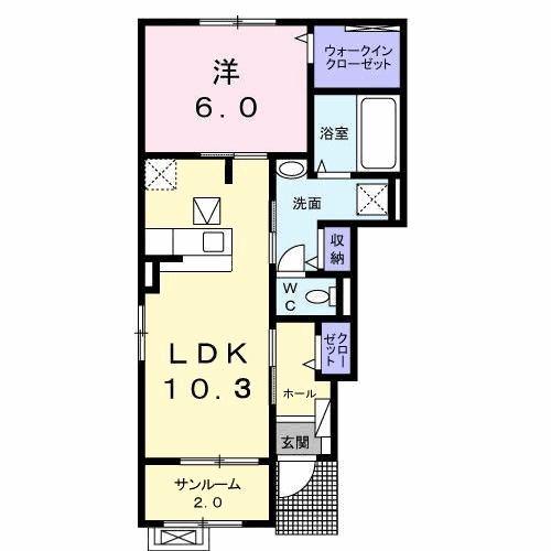ジェネ ラ フォレ JNS(1LDK/1階)の間取り写真