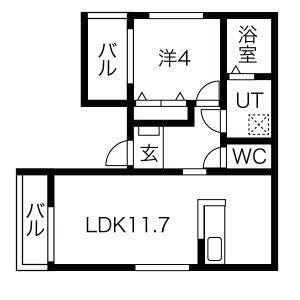 GRANDEUR(1LDK/3階)の間取り写真