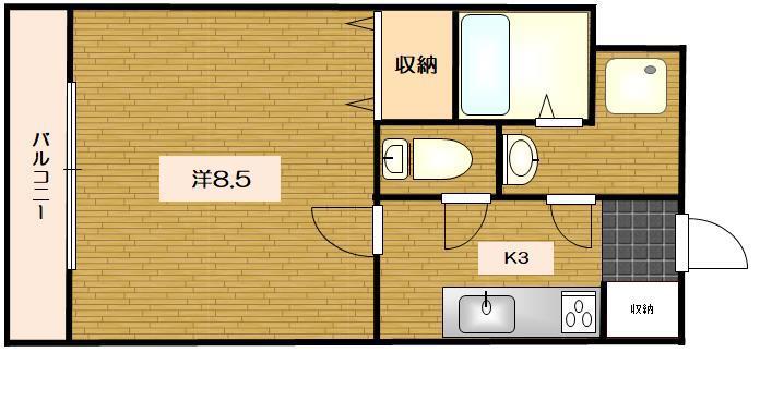 BE-FULL I(1K/2階)の間取り写真