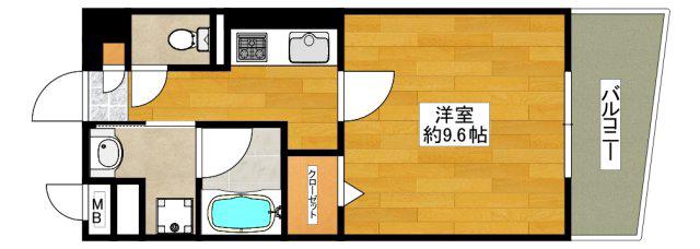 GRANDIR服部(1K/1階)の間取り写真
