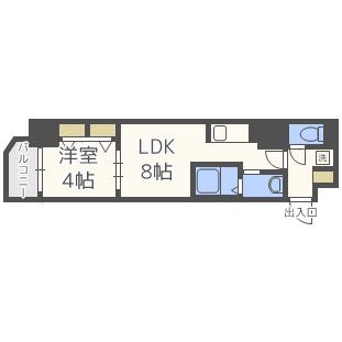 サムティ阿波座BELSIA(1DK/15階)の間取り写真