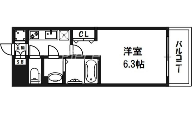 エスリード梅田グランノース(1K/8階)の間取り写真