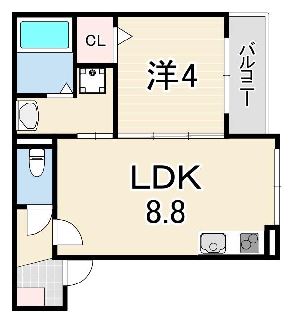 シーサイドヒル西新町(1LDK/3階)の間取り写真