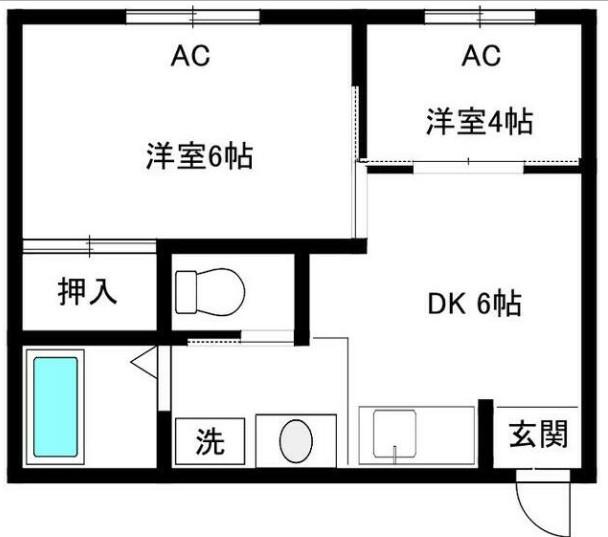 有山マンションA(2DK/1階)の間取り写真