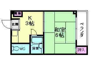 寿ハイツ(1K/3階)の間取り写真