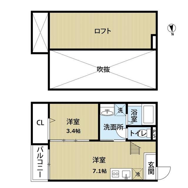 34-倶楽部ハウス(1DK/1階)の間取り写真