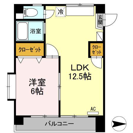 サンライズ M(1LDK/4階)の間取り写真