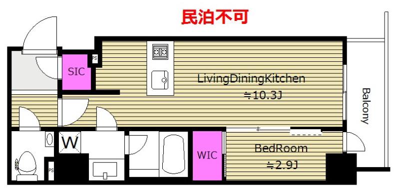 NETフリー IPSE代々木上原 D(1LDK/6階)の間取り写真
