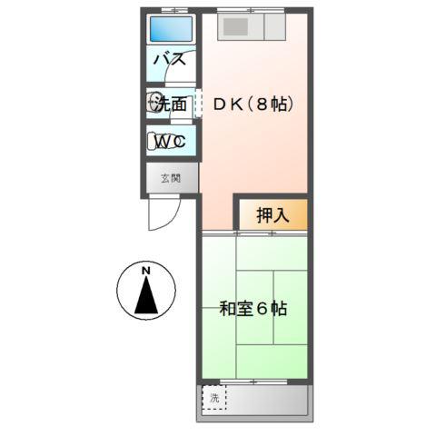 シャルマンパレスUI(1DK/2階)の間取り写真