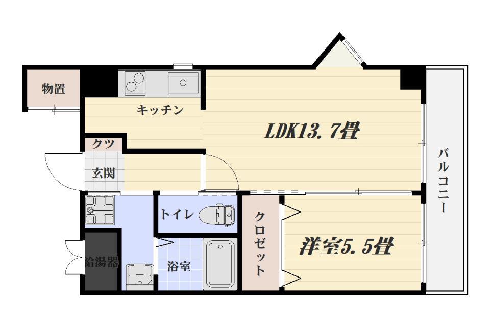 ガーデンパレス藤(1LDK/4階)の間取り写真
