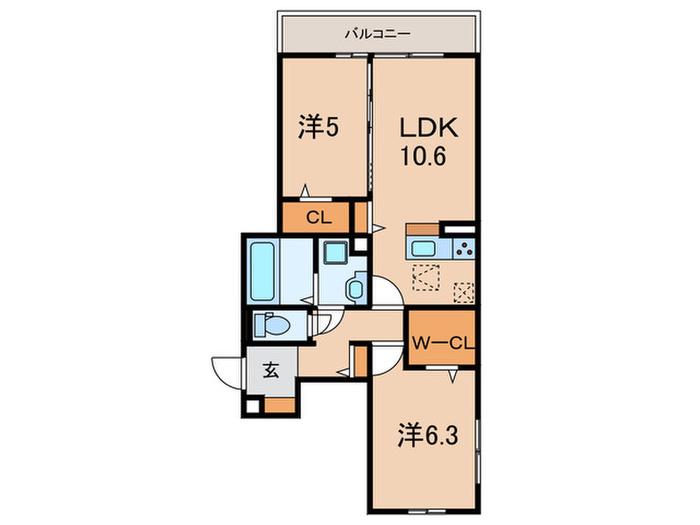 D-ROOM北斎(2LDK/2階)の間取り写真