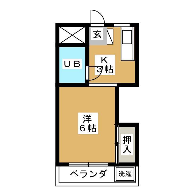 パークサイドハイツ(1K/4階)の間取り写真