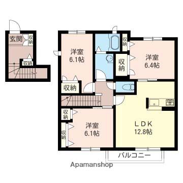 SHMヴェルフィーユI(3LDK/2階)の間取り写真
