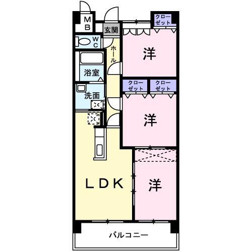 グランソレイユ西中央(3LDK/7階)の間取り写真
