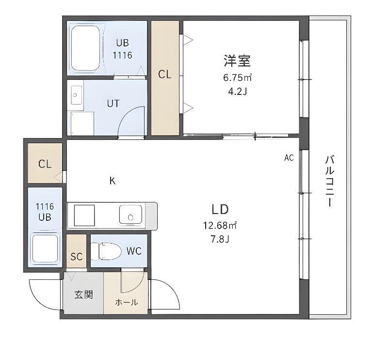 JEEK BLAU MOTOMACHI(1LDK/4階)の間取り写真