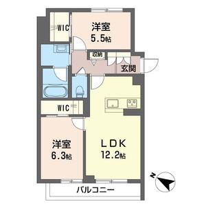 ベレオ姉崎東(2LDK/2階)の間取り写真