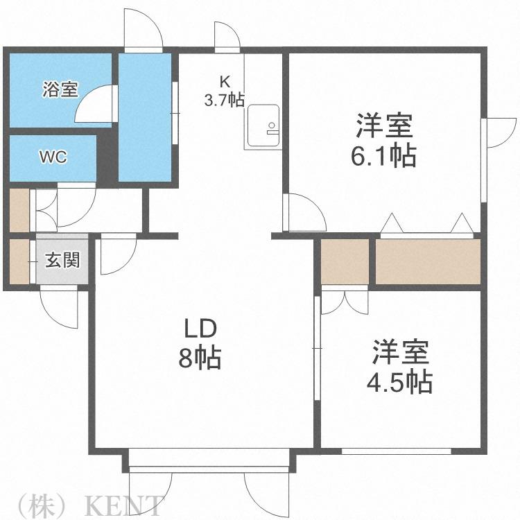 サンハイツ(2LDK/3階)の間取り写真