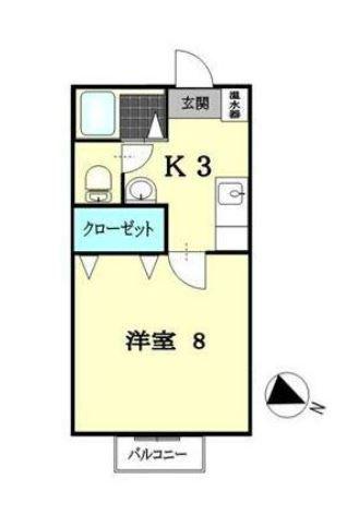 アリヴィオI番館(1K/1階)の間取り写真
