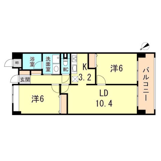 プランドールヤヘイ(2LDK/3階)の間取り写真