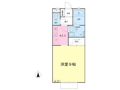 仙台市地下鉄南北線 長町一丁目駅 徒歩4分 2階建 築26年(ワンルーム/1階)の間取り写真
