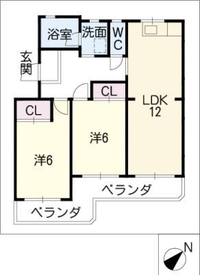 マンション布友(2LDK/3階)の間取り写真