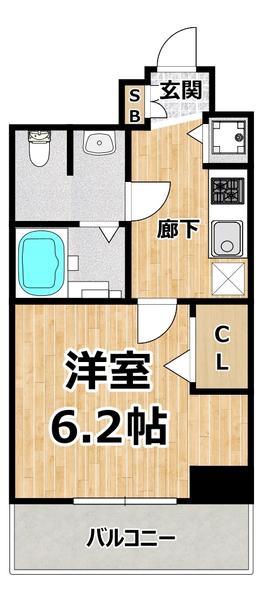 セオリー大阪フルール(1K/5階)の間取り写真