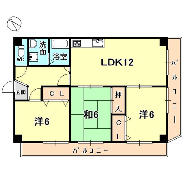 甲東ベリーズ(3LDK/1階)の間取り写真