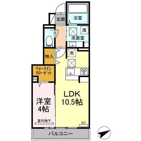 アクシズ泗水(1LDK/1階)の間取り写真