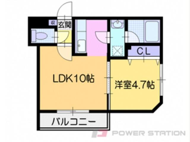 オルセー北17条(1LDK/1階)の間取り写真
