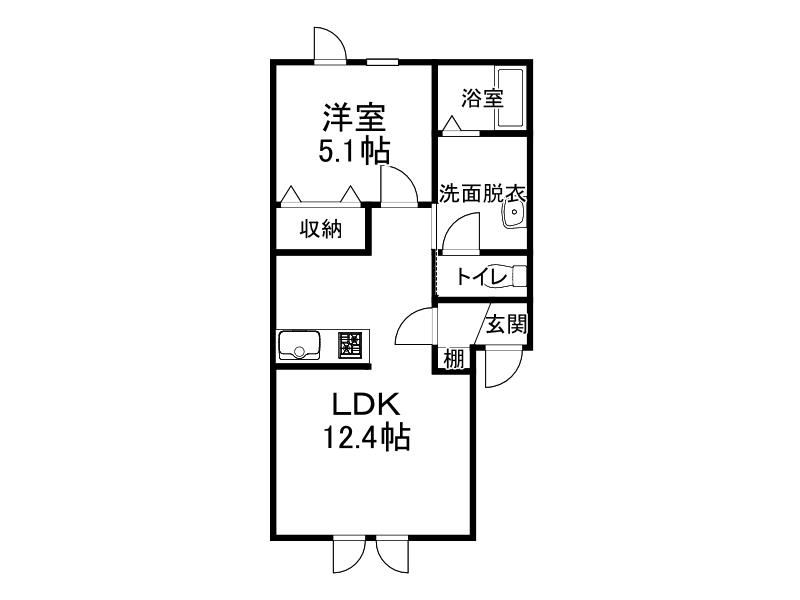 LIFE・IV(1LDK/2階)の間取り写真