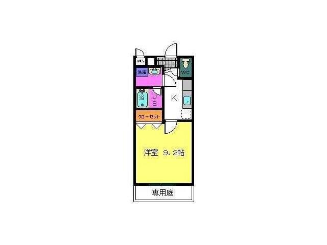 フジパレス初芝ノース(1K/1階)の間取り写真