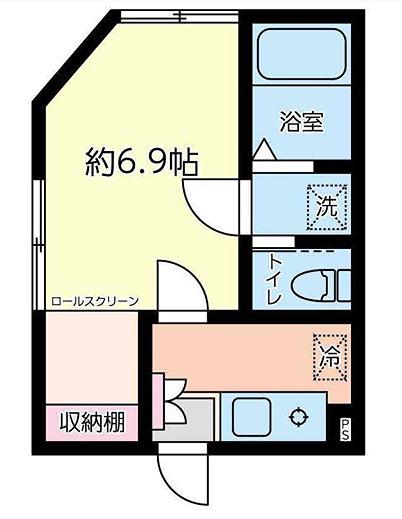 カーメラ湘南(1K/1階)の間取り写真
