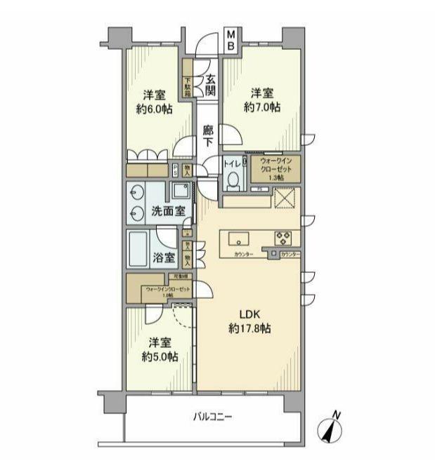 ザ・パークハウス鷺沼(3LDK/4階)の間取り写真