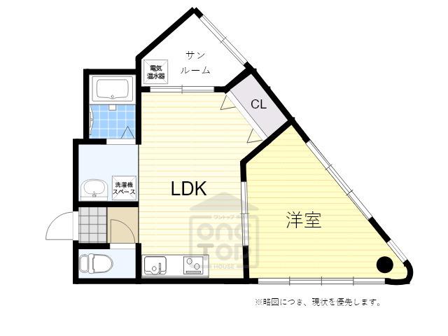 クリスタルビュー豊中南(1LDK/3階)の間取り写真