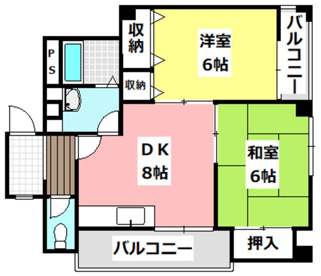 プリティハウス(2DK/3階)の間取り写真