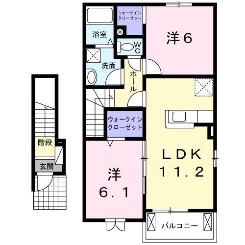 フォレスト 光 II(2LDK/2階)の間取り写真